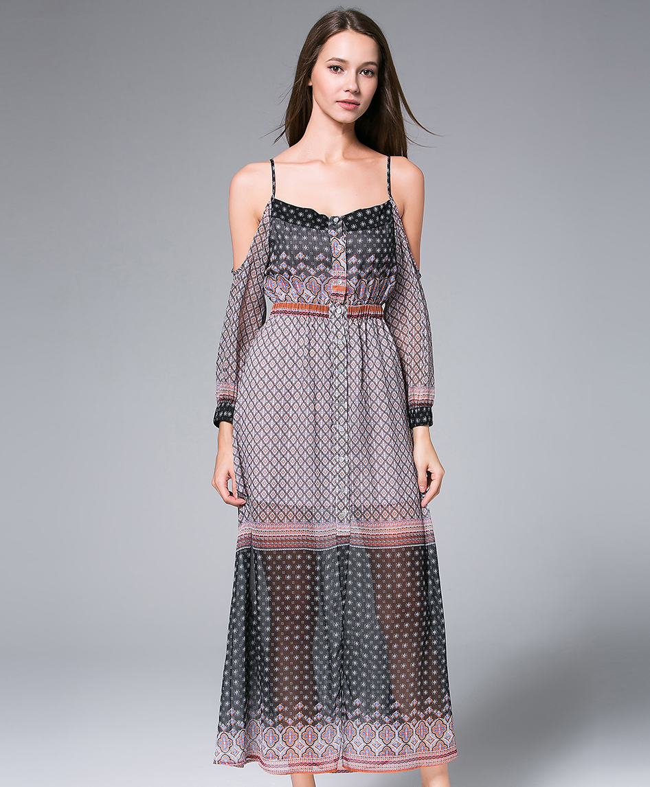Dress -  Digital Printed  silk chiffon maxi dress